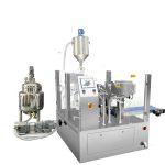 ਤਰਲ ਅਤੇ ਪੇਸਟ ਲਈ ਪਿਸ਼ਨ ਫਿਲਰ ਦੇ ਨਾਲ ਆਟੋਮੈਟਿਕ ਪ੍ਰੀ-ਮੇਡ ਬੈਗ ਫਿਲ ਸੀਲ ਪੈਕੇਜਿੰਗ