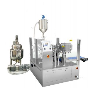 ਤਰਲ ਅਤੇ ਪੇਸਟ ਲਈ ਪਿਸ਼ਨ ਫਿਲਰ ਦੇ ਨਾਲ ਆਟੋਮੈਟਿਕ ਪ੍ਰੀ-ਮੇਡ ਬੈਗ ਫਿਲ ਸੀਲ ਪੈਕੇਜਿੰਗ